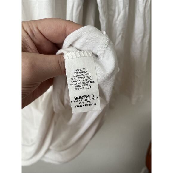 Chic Soul white animal print stripe 3/4 slv flowy pullover top sz 3XL - Picture 4 of 5